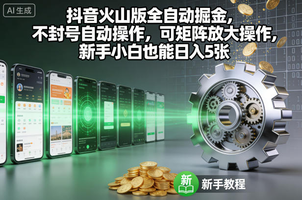 抖音火山版全自动掘金,不封号自动操作,可矩阵放大操作,新手小白也能日入5张【揭秘】-Scorpio丨网创
