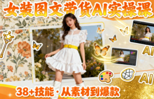 女装图文带货的AI实操课，覆盖38个实用技能，快速提升素材制作效率-Scorpio丨网创