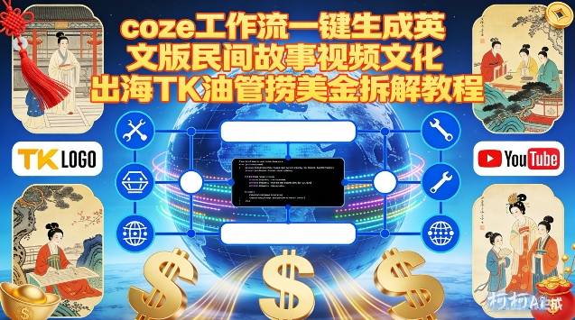 Coze扣子工作流一键生成英文版民间故事视频，文化出海TK油管捞美金拆解教程-Scorpio丨网创