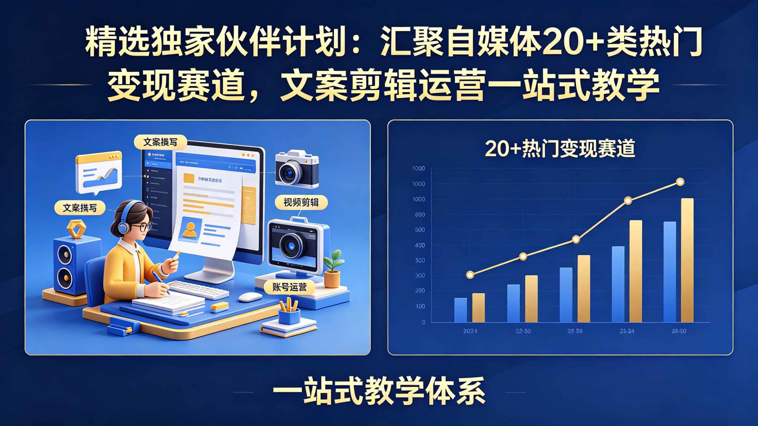 （18478期）精选独家伙伴计划：汇聚自媒体20+类热门变现赛道，文案剪辑运营一站式教学-Scorpio丨网创