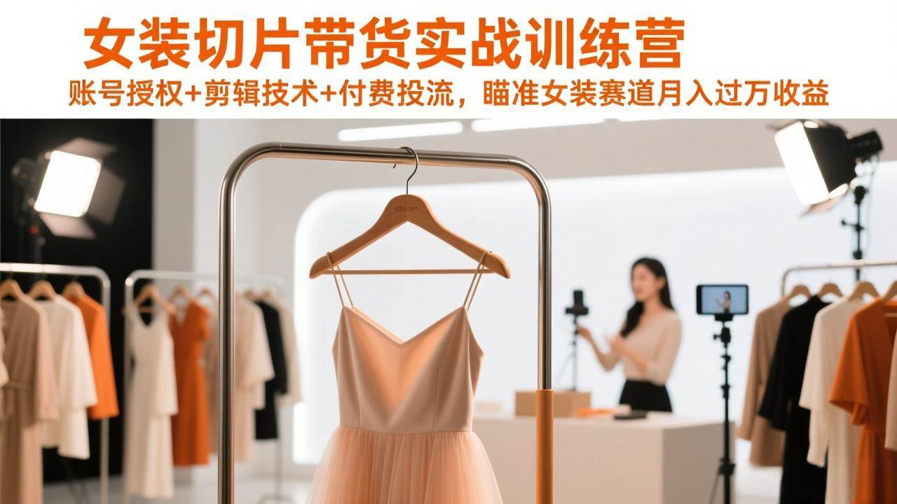 （17357期）女装切片带货实战训练营，账号授权+剪辑技术+付费投流，瞄准女装赛道月入过万收益-Scorpio丨网创