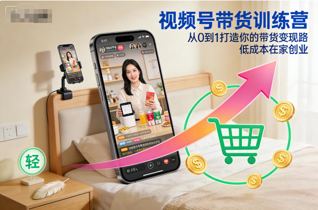 视频号带货训练营，从0到1打造你的带货变现路，低成本在家创业-Scorpio丨网创