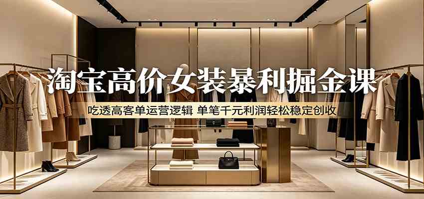 淘宝高价女装暴利掘金课：吃透高客单运营逻辑，单笔千元利润轻松稳定创收-Scorpio丨网创