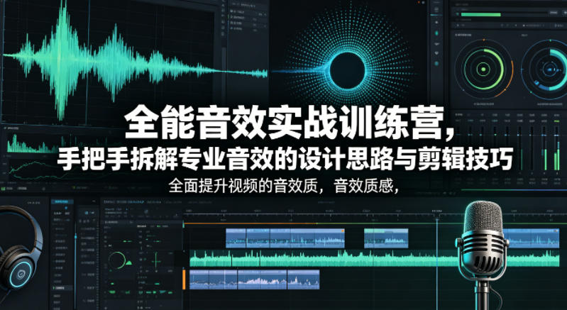 全能音效实战训练营，手把手拆解专业音效的设计思路与剪辑技巧，全面提升视频的音效质感-Scorpio丨网创