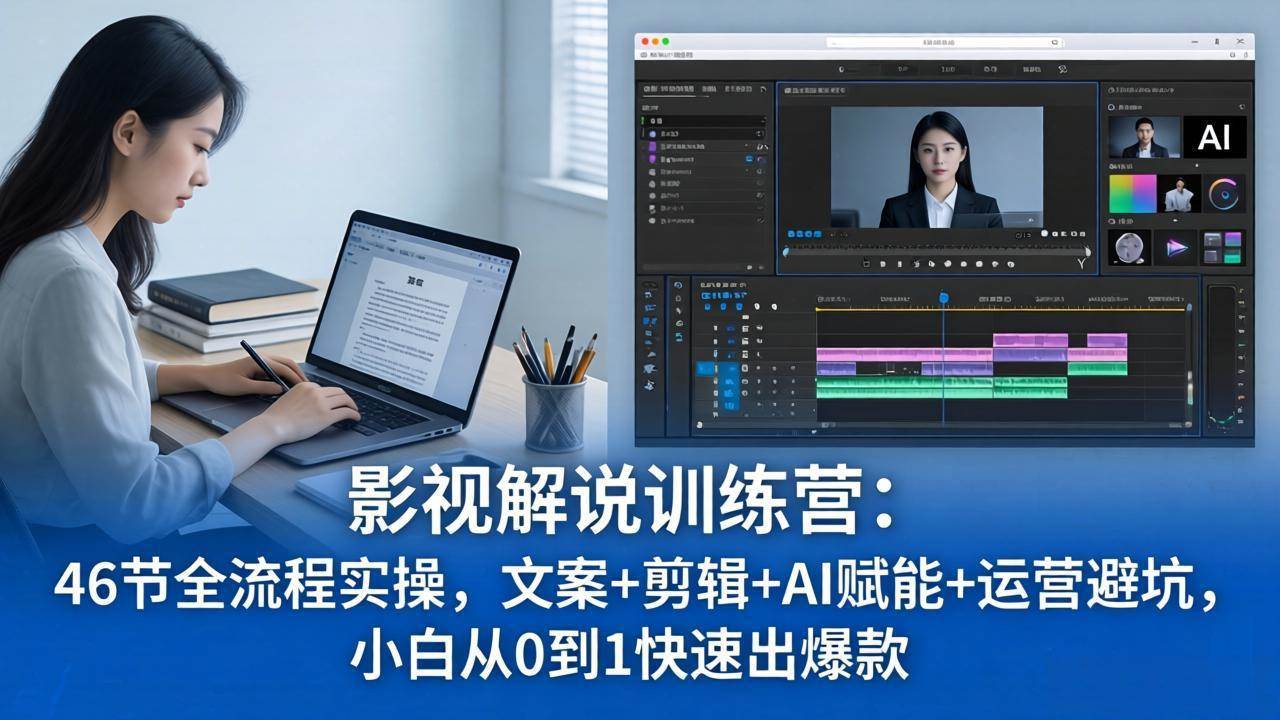 （18053期）影视解说特训营：46节全流程实操，文案+剪辑+AI赋能+运营避坑，小白从0到1快速出爆款-Scorpio丨网创