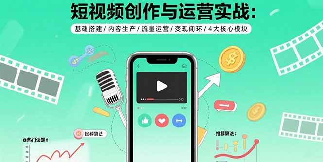 （15819期）短视频创作与运营实战：基础搭建/内容生产/流量运营/变现闭环/4大核心模块-Scorpio丨网创