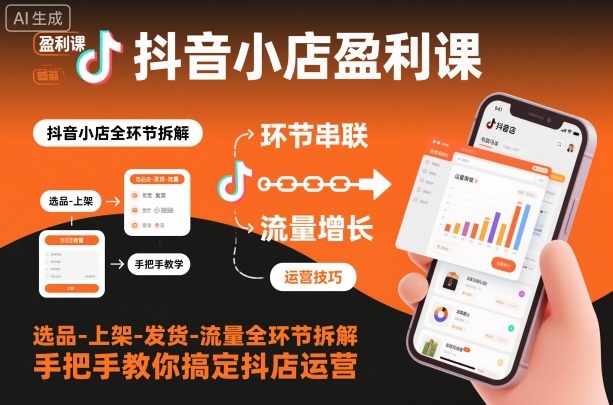 抖音小店盈利课-选品-上架-发货-流量全环节拆解，手把手教你搞定抖店运营-Scorpio丨网创