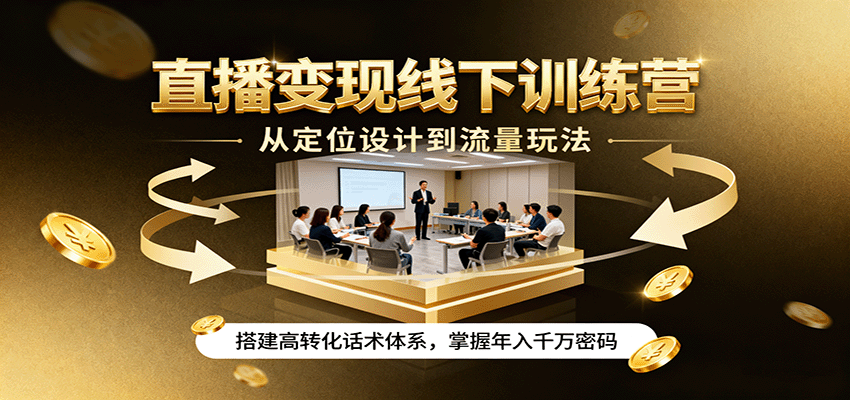 直播变现线下训练营,从定位设计到流量玩法,搭建高转化话术体系,掌握年入千万密码-Scorpio丨网创