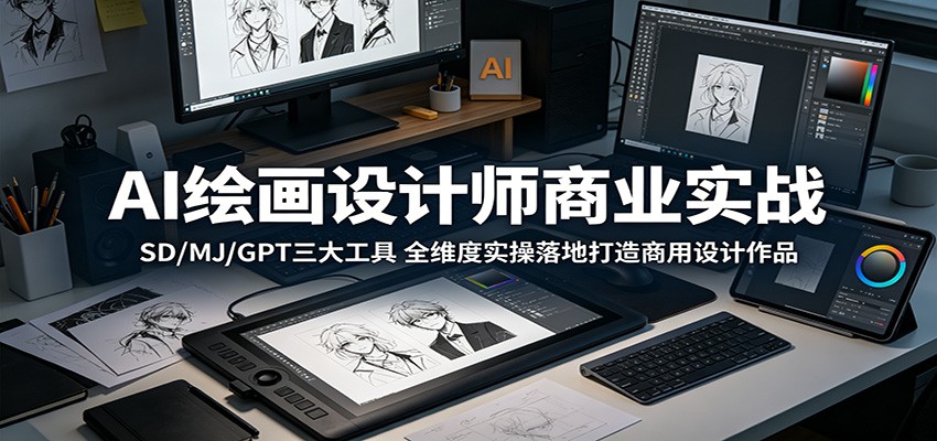 AI绘画设计师商业实战：SD/MJ/GPT三大工具，全维度实操落地打造商用设计作品-Scorpio丨网创