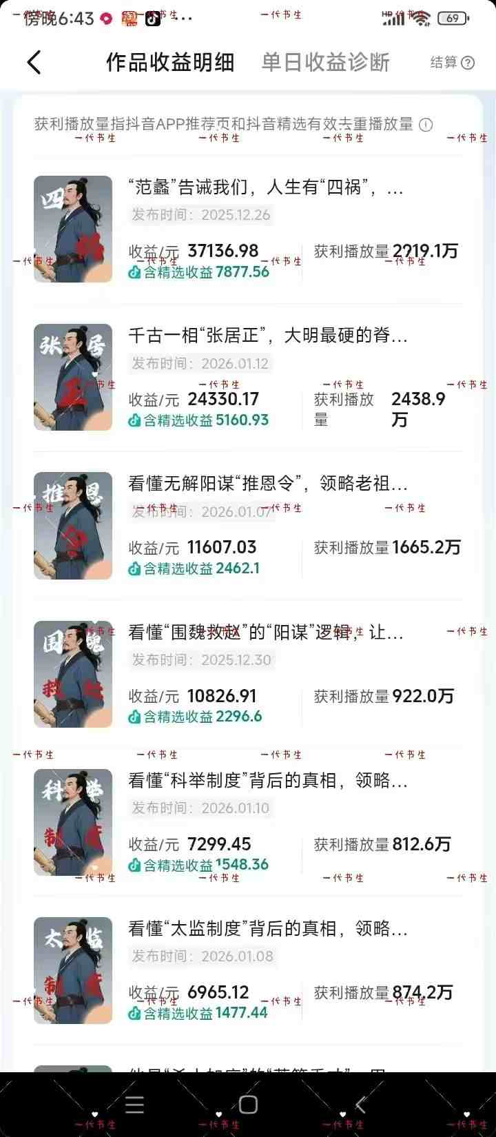 抖音300w粉丝博主的政史类科普视频教学，有大流量扶持，拿伙伴伙伴+精选独家双份收益-Scorpio丨网创