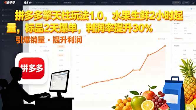 (16429期)拼多多 擎天柱玩法1.0,水果生鲜2小时起量,标品2天爆单,利润率提升30%-Scorpio丨网创