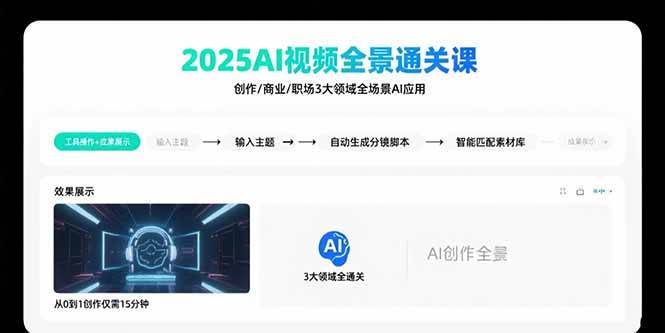 （15762期）2025AI视频全景通关课：涵盖创作/商业/职场3大领域 掌握AI全场景应用-Scorpio丨网创