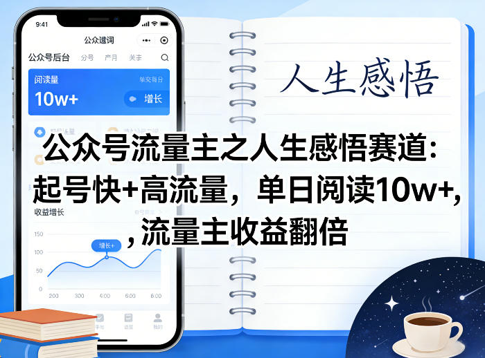 公众号流量主之人生感悟赛道，起号快+高流量，单日阅读10w+，流量主收益翻倍-Scorpio丨网创