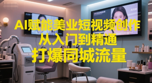 AI赋能美业短视频创作，从入门到精通，打爆同城流量，超级AI工具短视频实操落地-Scorpio丨网创
