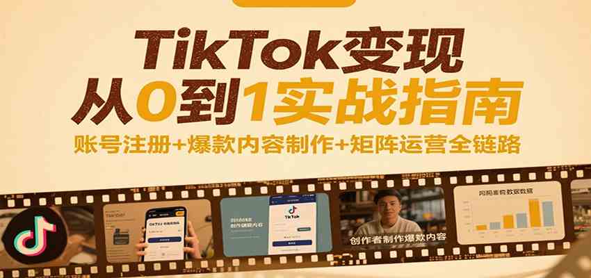 TikTok变现从0到1实战指南：账号注册+爆款内容制作+矩阵运营全链路-Scorpio丨网创