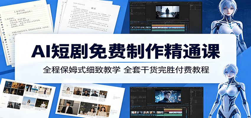 AI短剧免费制作精通课:全程保姆式细致教学,全套干货完胜付费教程-Scorpio丨网创