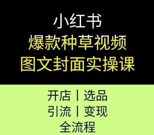 小红书爆款种草视频图文封面实操课,开店、选品、引流、变现全流程-Scorpio丨网创