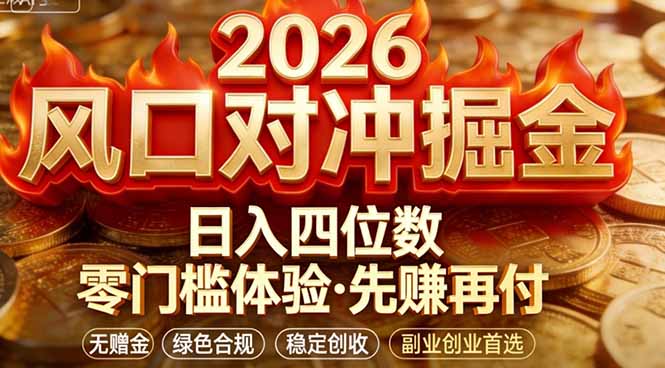 2026美金对冲套利，无赠金对冲策略保驾护航，低门槛易上手实操。单人单日收益2000+-Scorpio丨网创