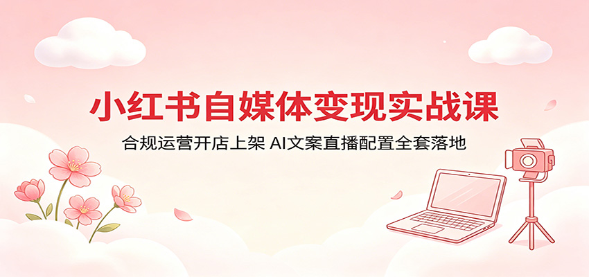 小红书自媒体变现实战课：合规运营开店上架，AI文案直播配置全套落地-Scorpio丨网创