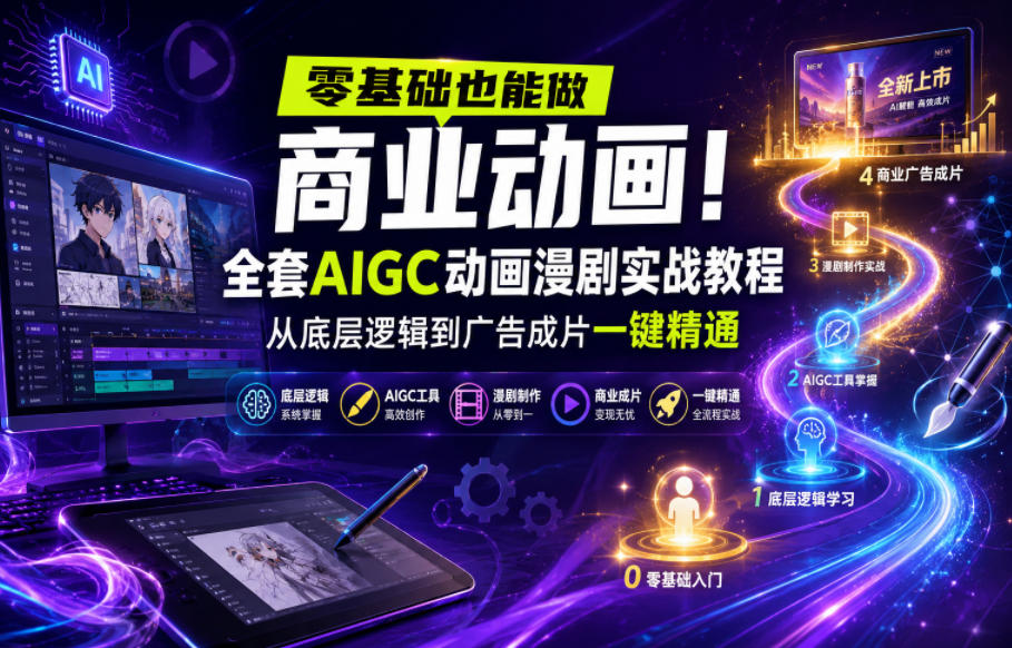 零基础也能做商业动画!全套AIGC动画漫剧实战教程,从底层逻辑到广告成片一键精通-Scorpio丨网创