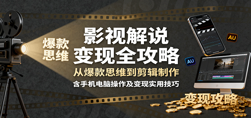 影视解说变现全攻略:从爆款思维到剪辑制作,含手机电脑操作及变现实用技巧-Scorpio丨网创