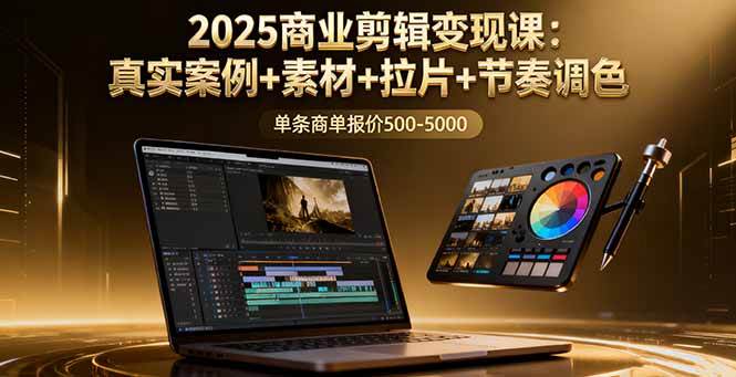 (16130期)2025商业剪辑变现课:真实案例+素材+拉片+节奏调色,单条商单报价500-5000-Scorpio丨网创