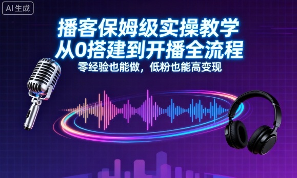 播客保姆级实操教学,从0搭建到开播全流程,零经验也能做,低粉也能高变现-Scorpio丨网创
