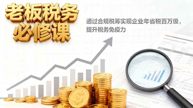 (16426期)老板税务必修课,通过合规税筹实现企业年省税百万级,提升税务免疫力-Scorpio丨网创
