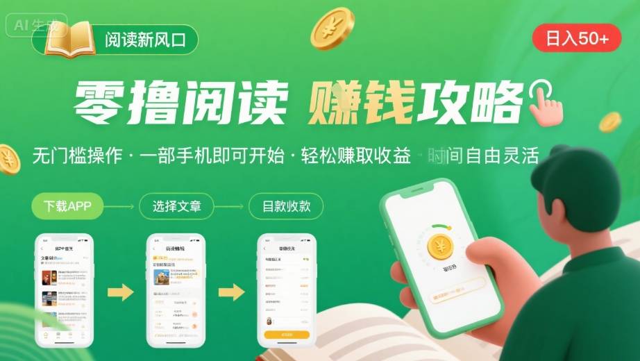 零撸阅读新风口,无门槛轻松挣,一部手机,日入 50-3张【揭秘】-Scorpio丨网创