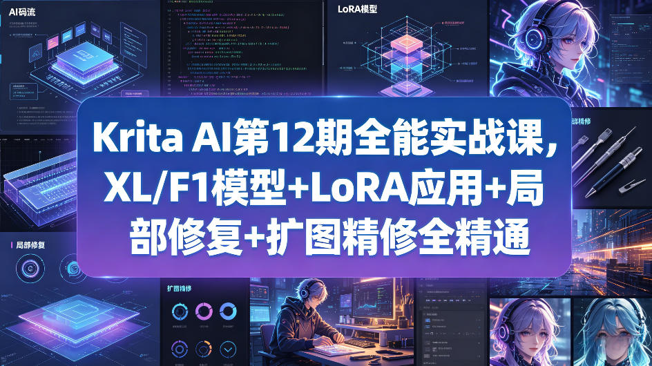 Krita AI第12期全能实战课，XL/F1模型+LoRA应用+局部修复+扩图精修全精通-Scorpio丨网创