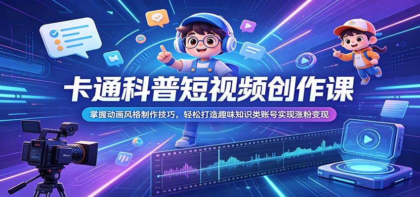 卡通科普短视频创作课:掌握动画风格制作技巧,轻松打造趣味知识类账号实现涨粉变现-Scorpio丨网创