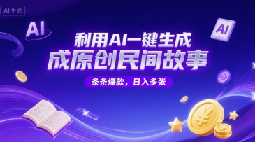 利用AI一键生成原创民间故事，无限制生成，条条爆款，日入多张-Scorpio丨网创