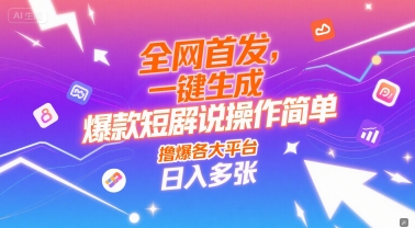 全网首发，一键生成爆款短剧解说操作简单，撸爆各大平台，日入多张-Scorpio丨网创