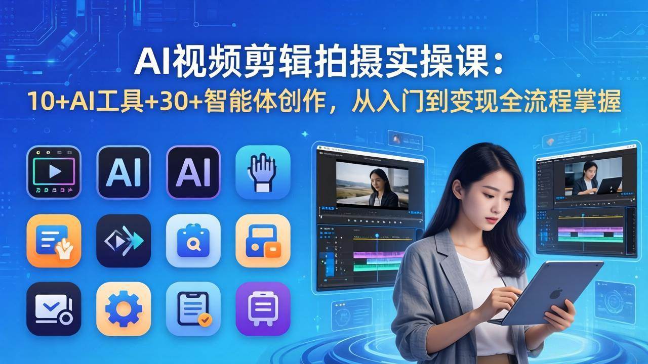 （17818期）AI 视频剪辑拍摄实操课：10+AI工具+30+智能体创作，从入门到变现全流程掌握-Scorpio丨网创