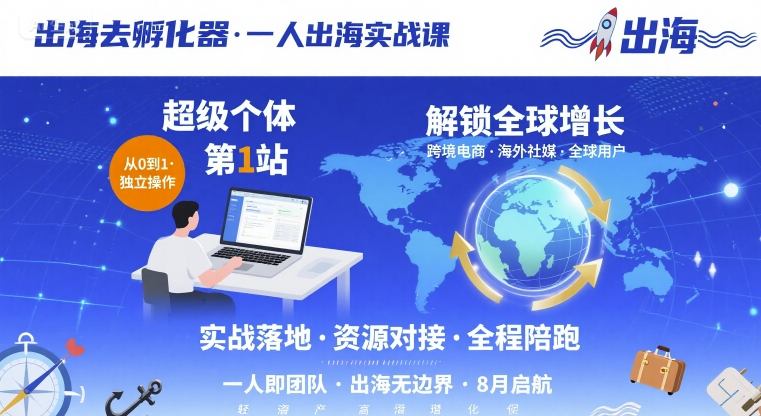 出海去孵化器，一人出海实战课，超级个体第1站，解锁全球增长-Scorpio丨网创