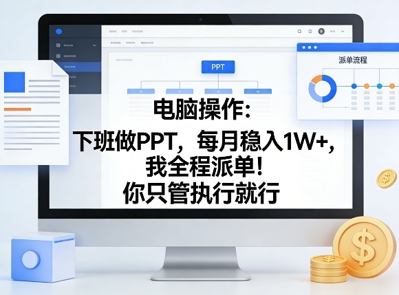 电脑操作：下班做PPT，每月稳入1W+，我全程派单！你只管执行就行【揭秘】-Scorpio丨网创