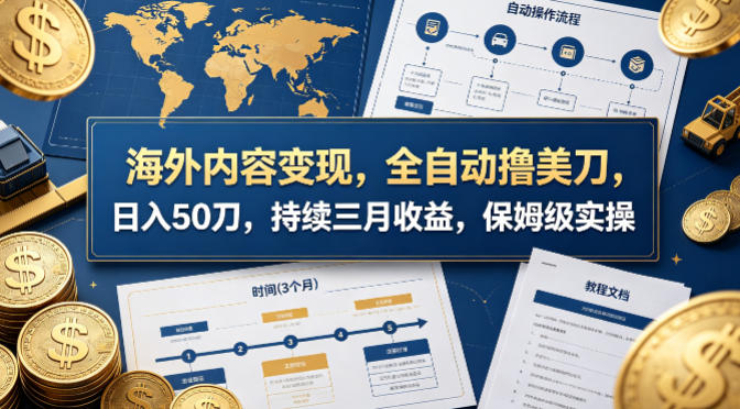 海外内容变现，全自动撸美刀，日入50刀，持续三月收益，保姆级实操【揭秘】-Scorpio丨网创