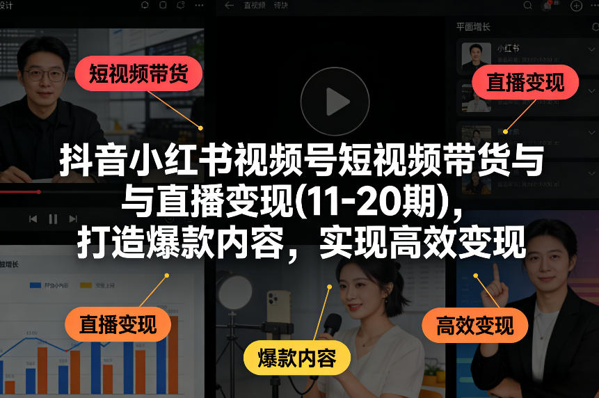 抖音小红书视频号短视频带货与直播变现(10-21期)，打造爆款内容，实现高效变现（更新05月）-Scorpio丨网创