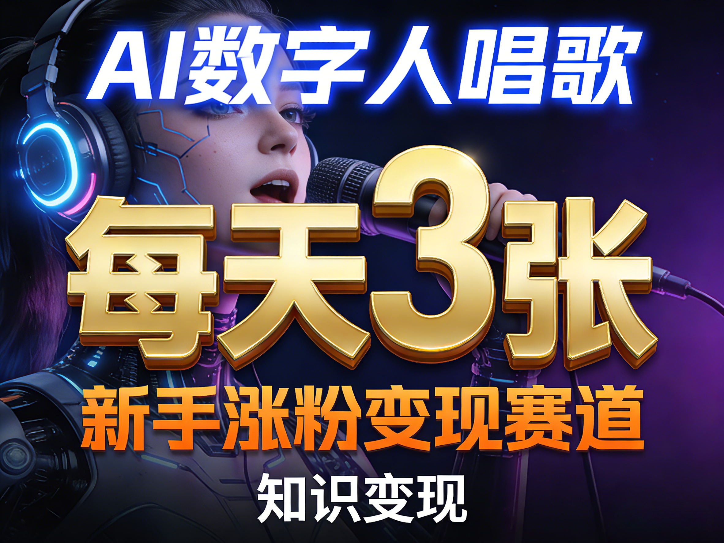 AI数字人唱歌，新手涨粉变现赛道，每天3张和知识付费，副业必备-Scorpio丨网创