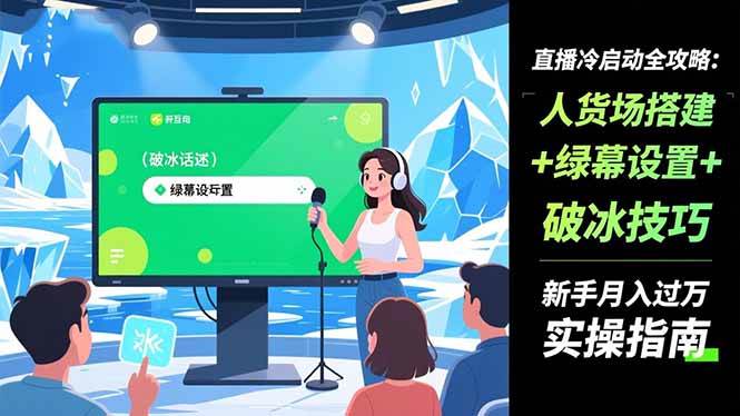 （16605期）直播冷启动全攻略:人货场搭建+绿幕设置+破冰技巧，新手月入过万实操指南-Scorpio丨网创