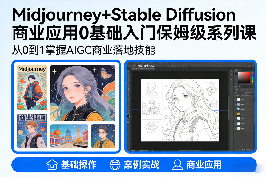 AIGC商业应用Midjourney+Stable Diffusion教程，0基础入门保姆级系列课-Scorpio丨网创