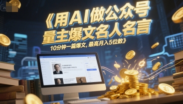 用AI做公众号流量主爆文名人名言，10分钟一篇爆文，最高月入5位数-Scorpio丨网创