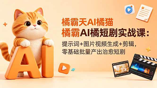 (18542期)橘霸天AI橘猫短剧实战课:提示词+图片视频生成+剪辑,零基础批量产出治愈短剧 (18542期)橘霸天AI橘猫短剧实战课:提示词+图片视频生成+剪辑,零基础批量产出治愈短剧
