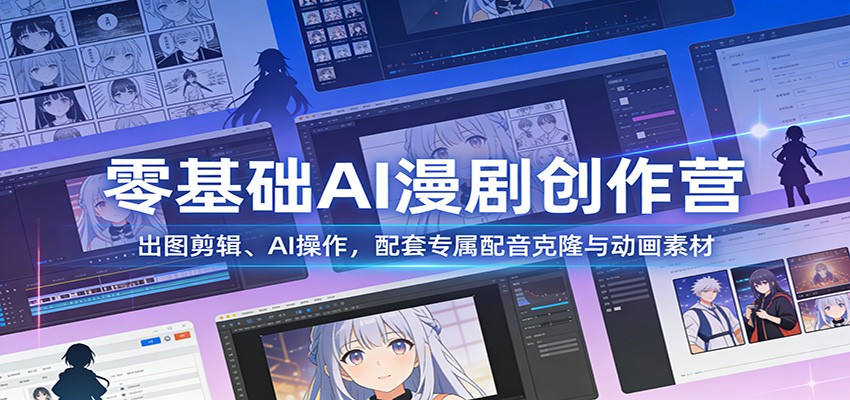 零基础AI漫剧创作营：出图剪辑、AI操作，配套专属配音克隆与动画素材-Scorpio丨网创