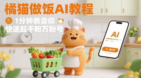 有趣的橘猫买菜做饭视频,用AI一键搞定,1分钟教会你,快速起千粉万粉号-Scorpio丨网创
