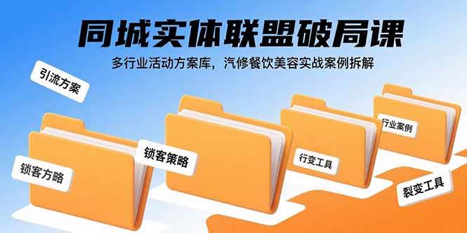 (15833期)同城实体联盟破局课,多行业活动方案库,汽修餐饮美容实战案例拆解-Scorpio丨网创