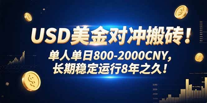 (15551期)USD美金对冲搬砖!单人单日800-2000CNY,长期稳定运行8年之久!-Scorpio丨网创