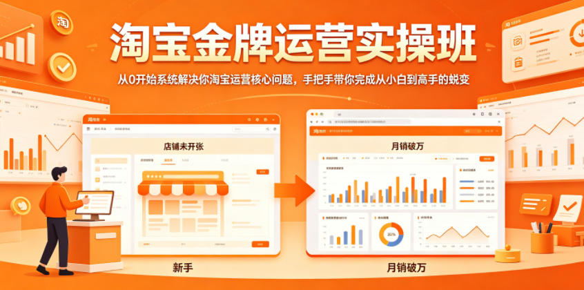 淘宝金牌运营实操班，从0开始系统解决你淘宝运营核心问题，手把手带你完成从小白到高手的蜕变-Scorpio丨网创