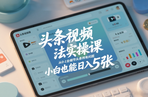 头条视频玩法实操课，从0-1全细节头条所有问题，小白也能日入5张-Scorpio丨网创