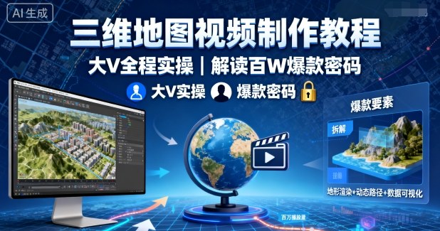 三维地图视频制作教程,大V全程实操,解读百W爆款密码-Scorpio丨网创